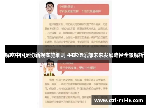 解密中国足协新规实施细则 44家俱乐部未来发展路径全景解析